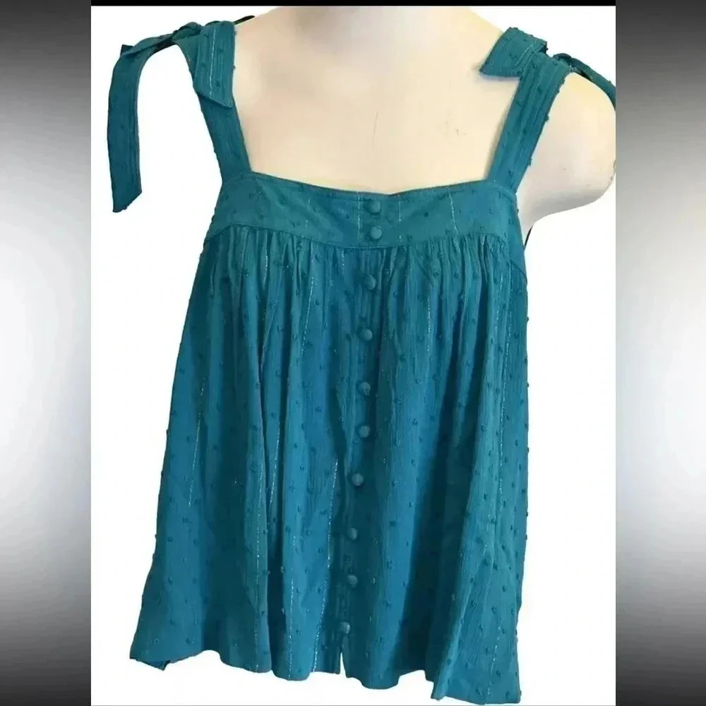 Rose & Olive Size Med Tie Tank NWT Turquoise Sleeveless